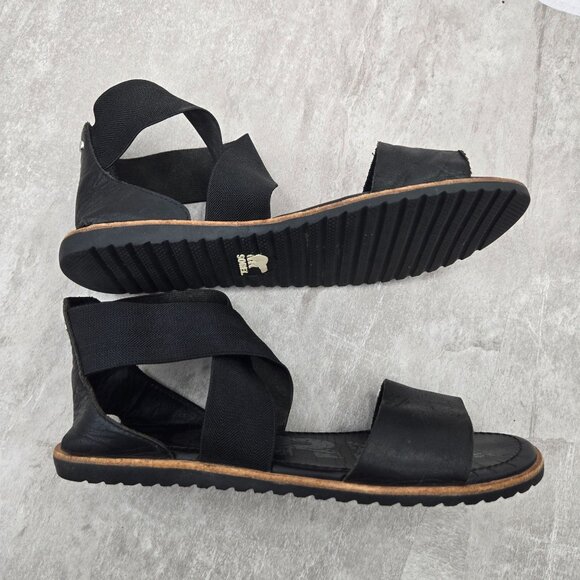 Sorel Flat Casual Sandals  Leather Bohemian Criss Cross Gladiator Open Toe - Picture 6 of 10